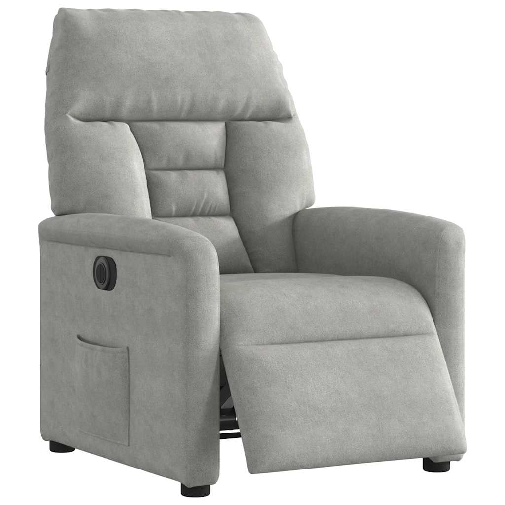 Fauteuil inclinable électrique gris clair tissu microfibre - XIOS