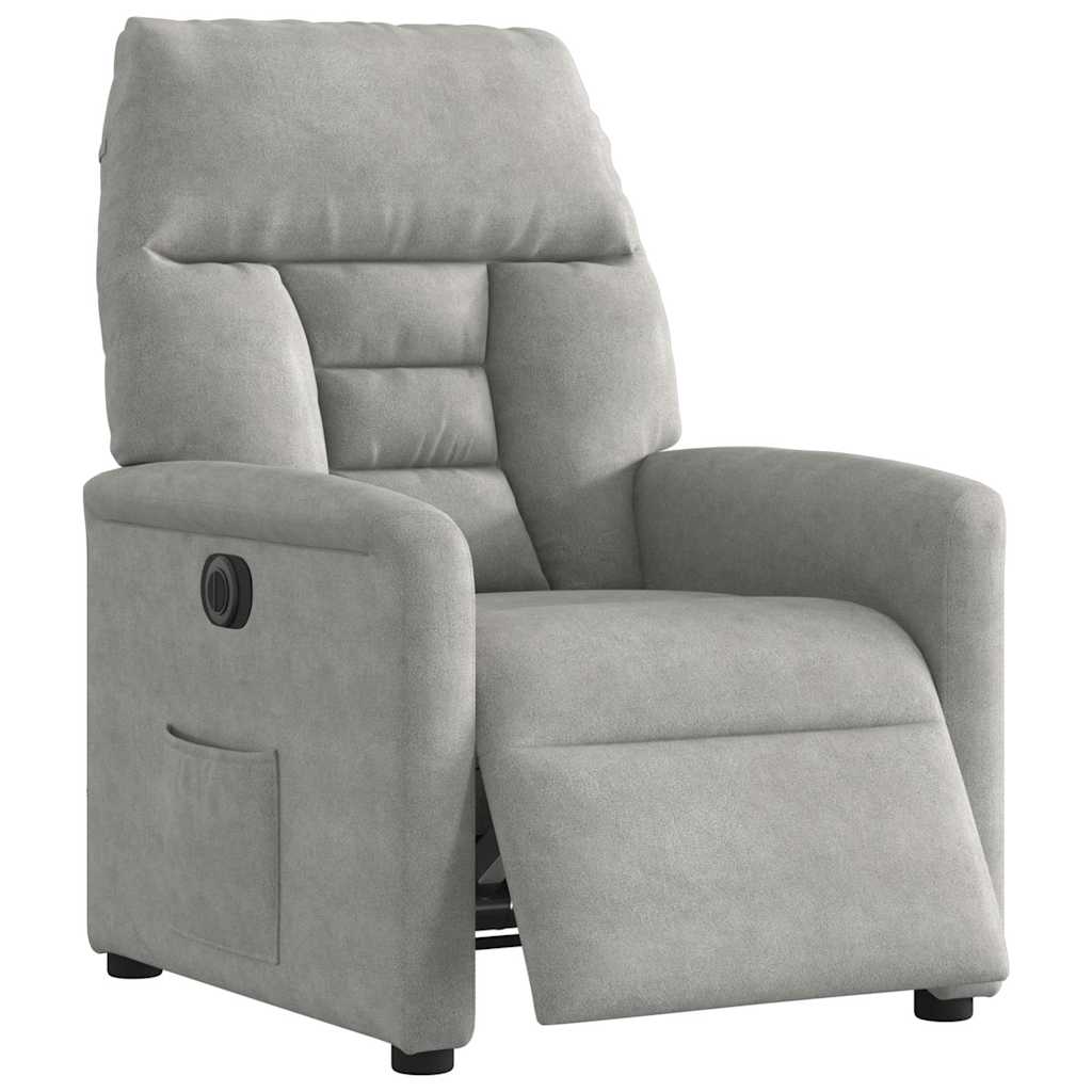 Fauteuil inclinable électrique gris clair tissu microfibre