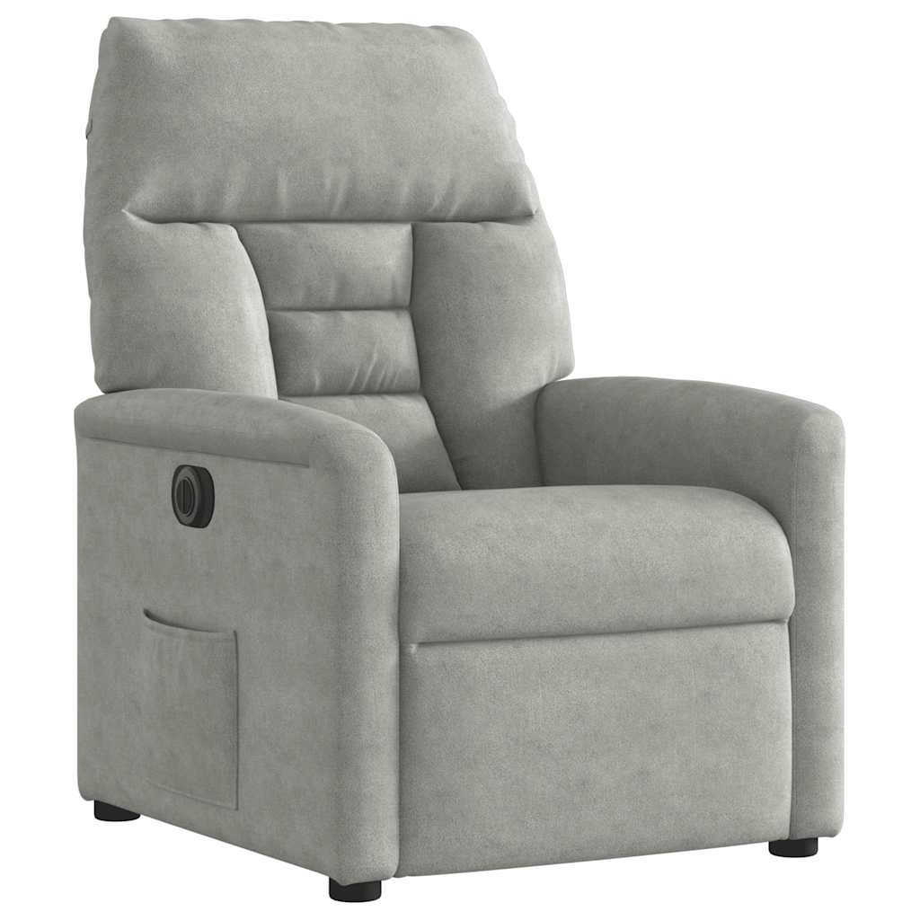 Fauteuil inclinable électrique gris clair tissu microfibre - XIOS
