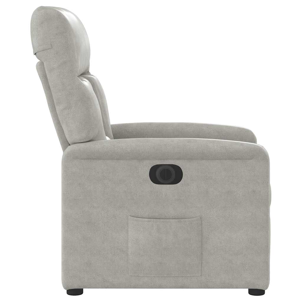 Fauteuil inclinable électrique gris clair tissu microfibre - XIOS