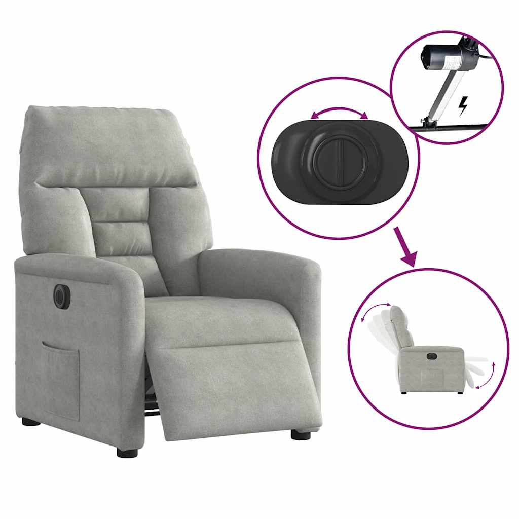 Fauteuil inclinable électrique gris clair tissu microfibre - XIOS