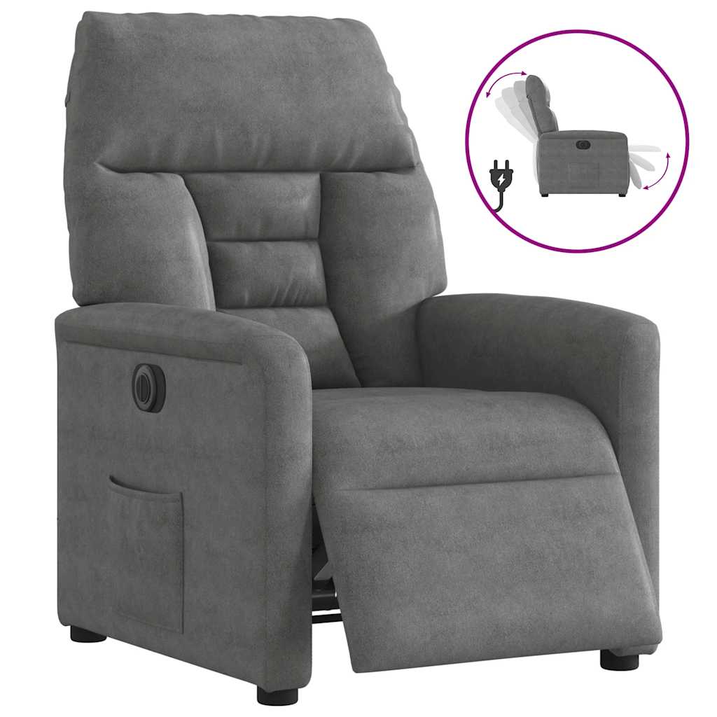 Fauteuil inclinable électrique gris foncé tissu microfibre - XIOS