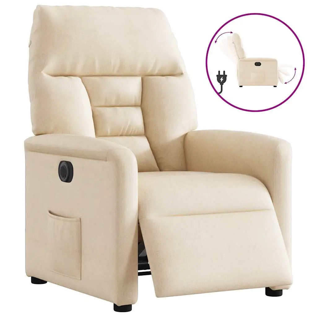 Fauteuil inclinable électrique beige tissu microfibre - XIOS