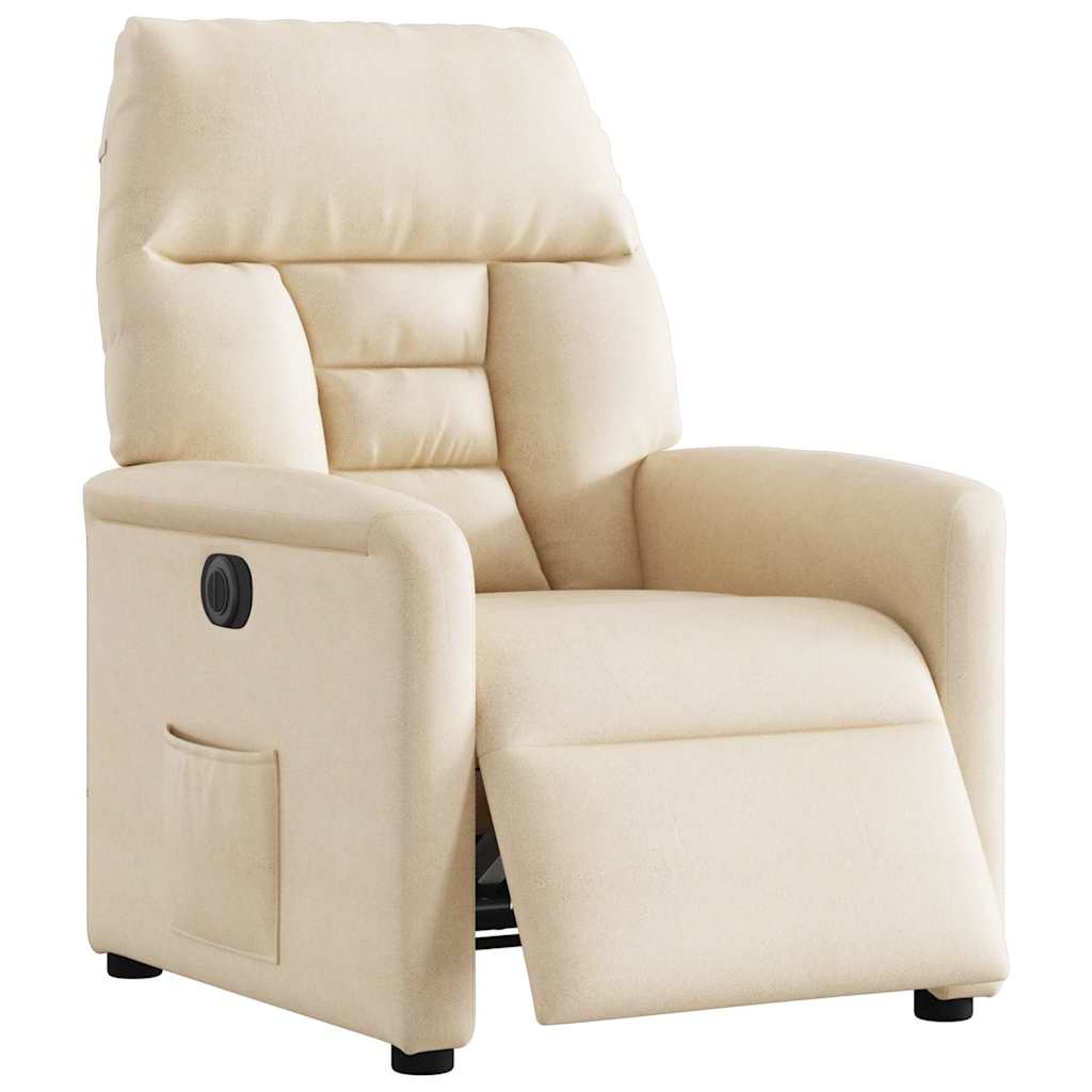 Fauteuil inclinable électrique beige tissu microfibre
