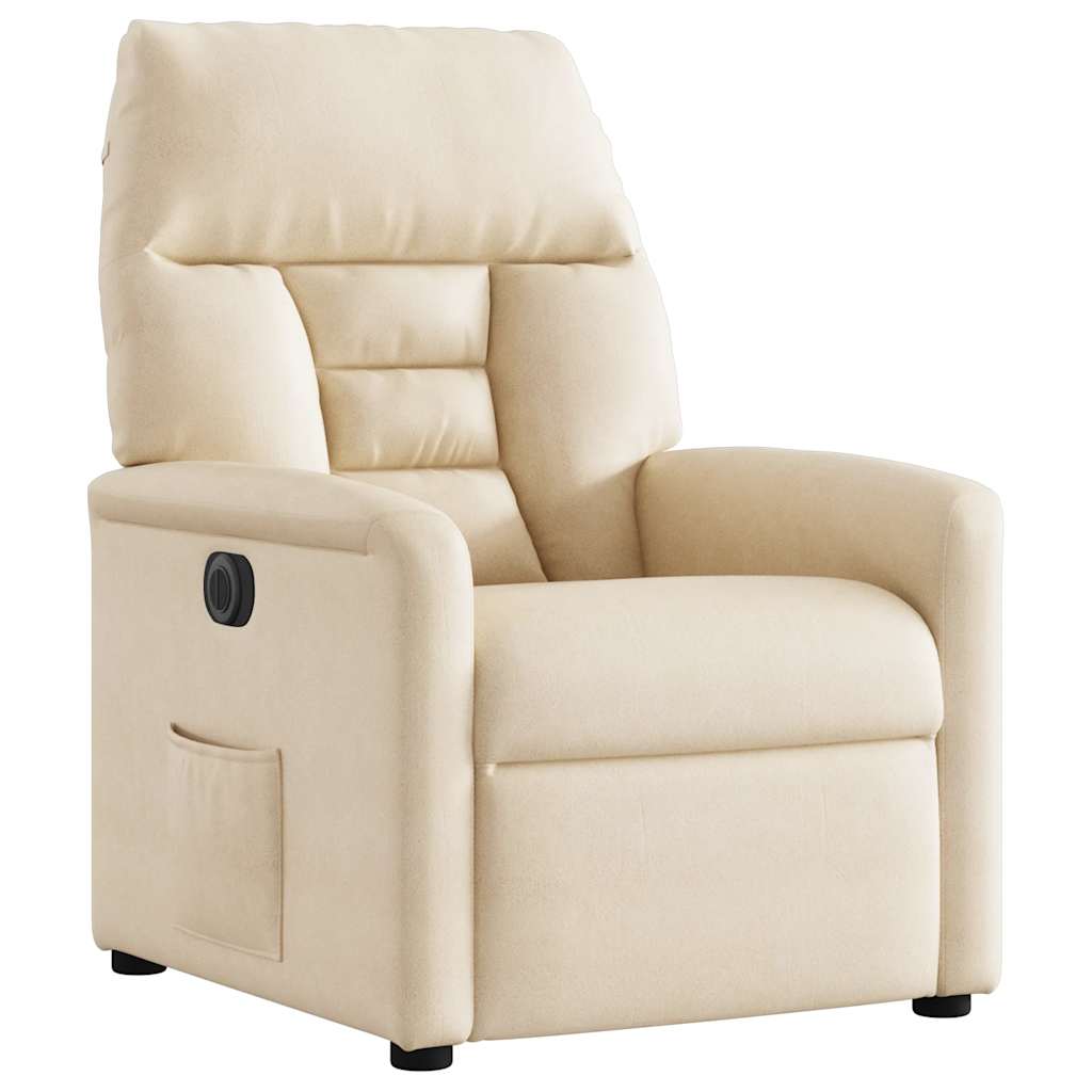 Fauteuil inclinable électrique beige tissu microfibre