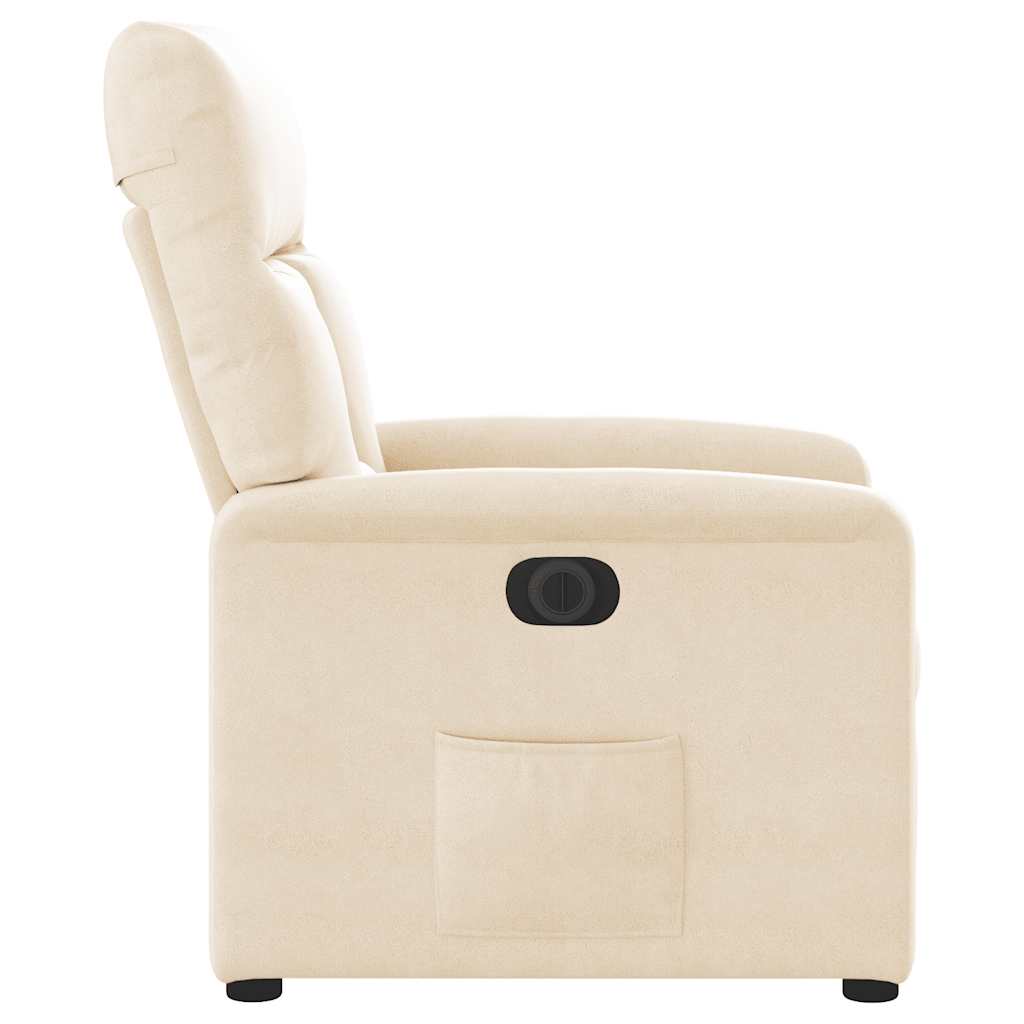 Fauteuil inclinable électrique beige tissu microfibre