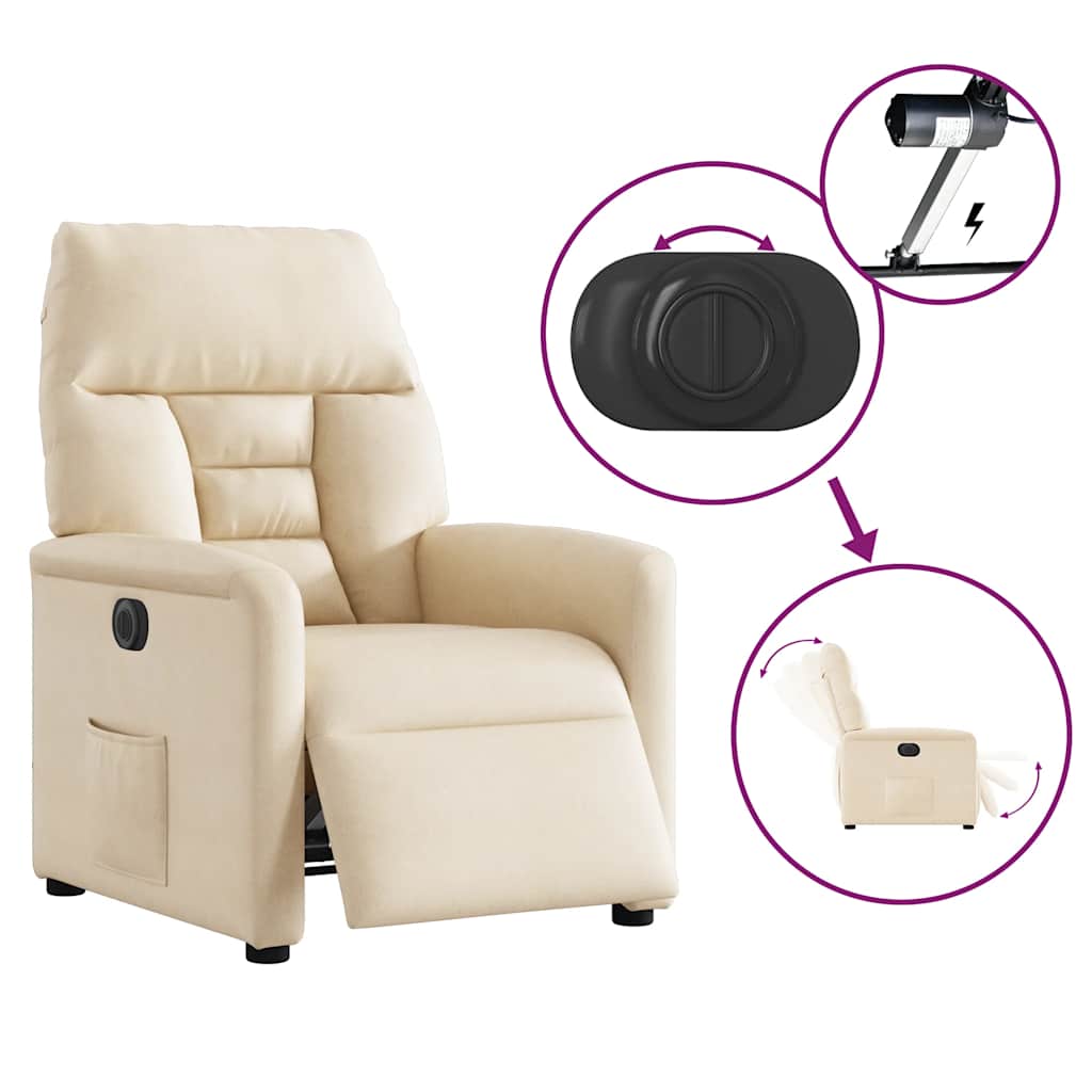 Fauteuil inclinable électrique beige tissu microfibre