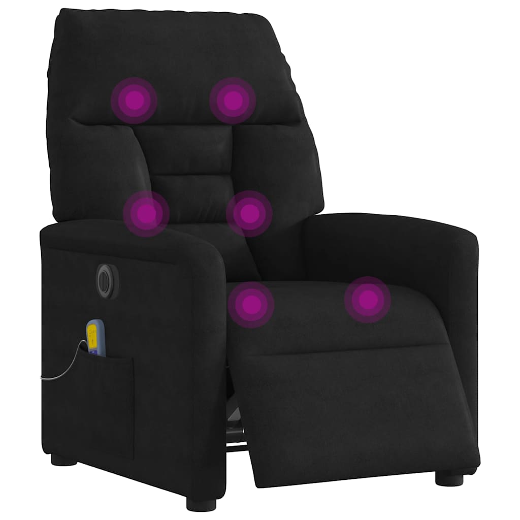 Fauteuil inclinable de massage électrique noir tissu microfibre - XIOS
