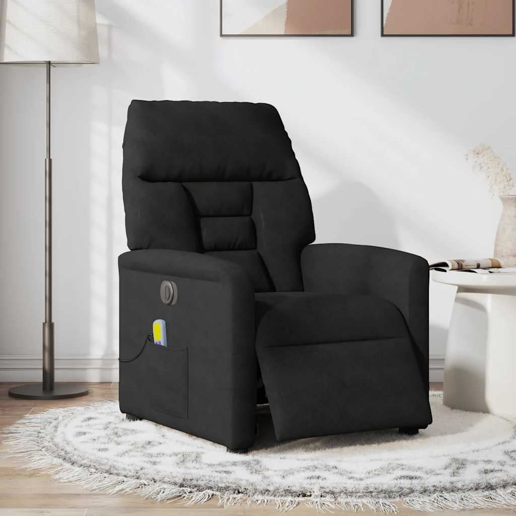 Fauteuil inclinable de massage électrique noir tissu microfibre - XIOS