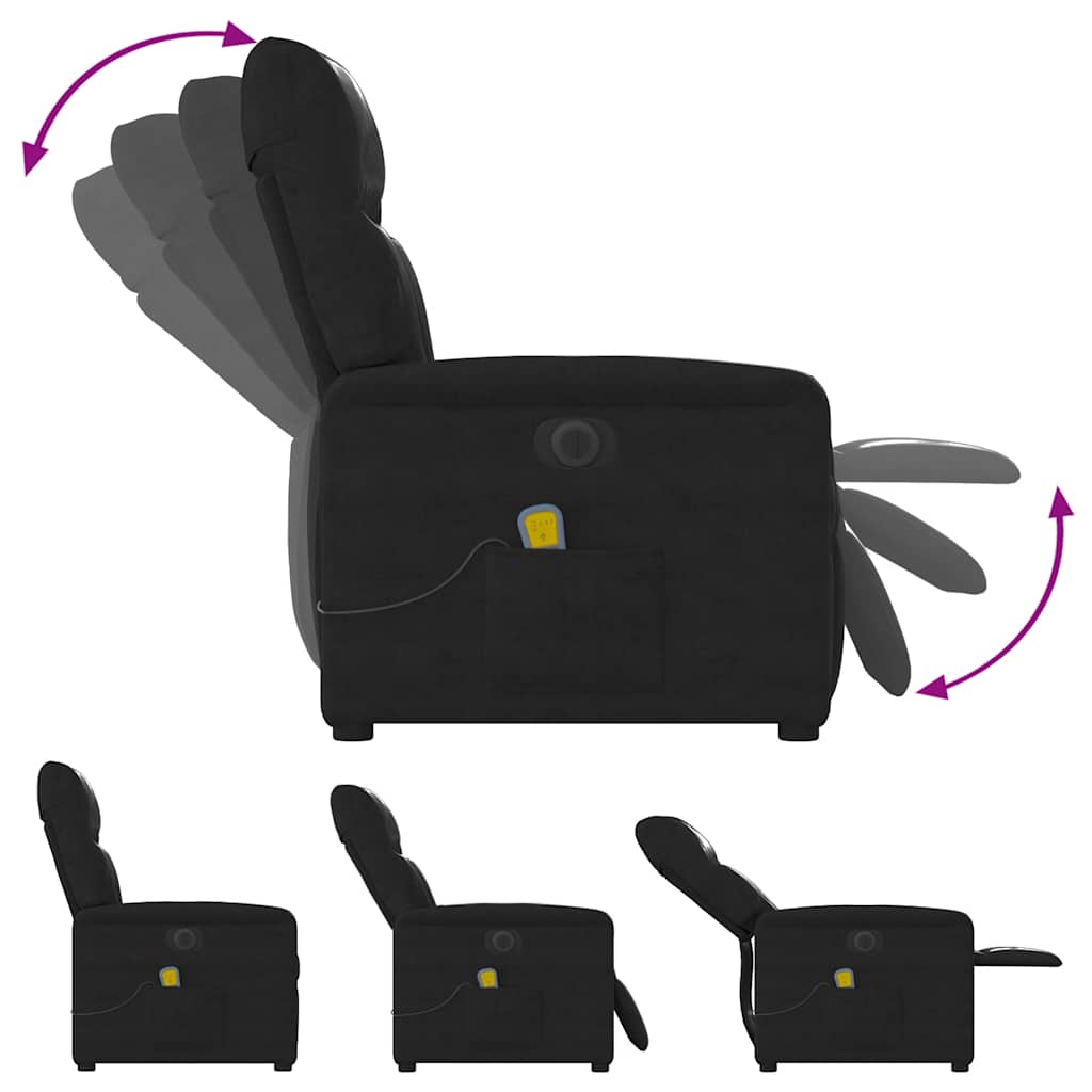 Fauteuil inclinable de massage électrique noir tissu microfibre - XIOS