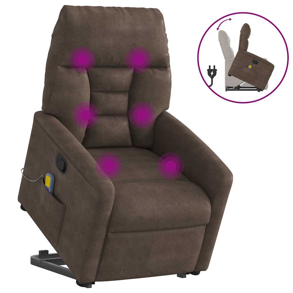 Fauteuil inclinable de massage marron tissu microfibre - XIOS