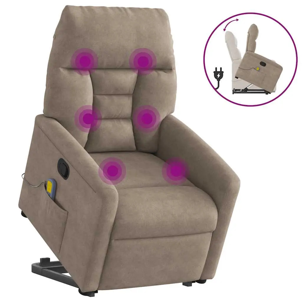 Fauteuil inclinable de massage taupe tissu microfibre - XIOS