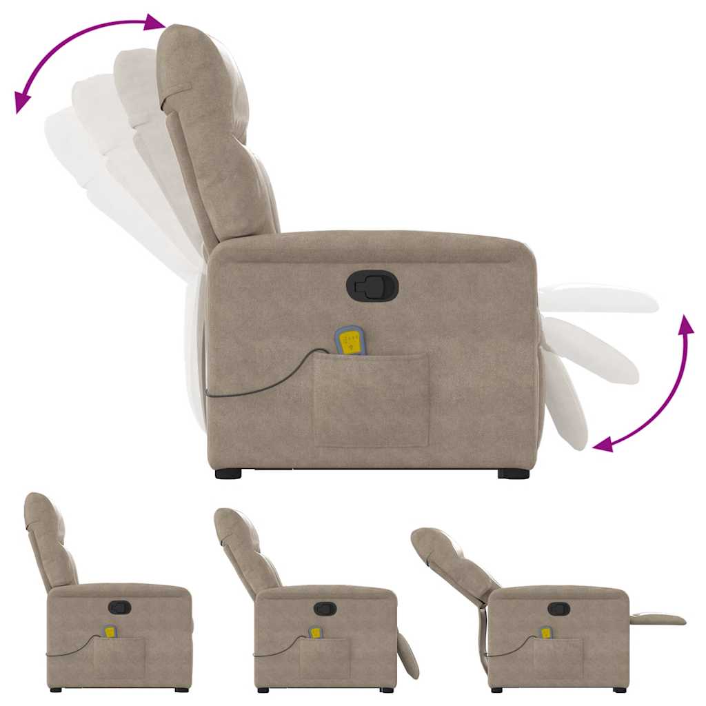 Fauteuil inclinable de massage taupe tissu microfibre