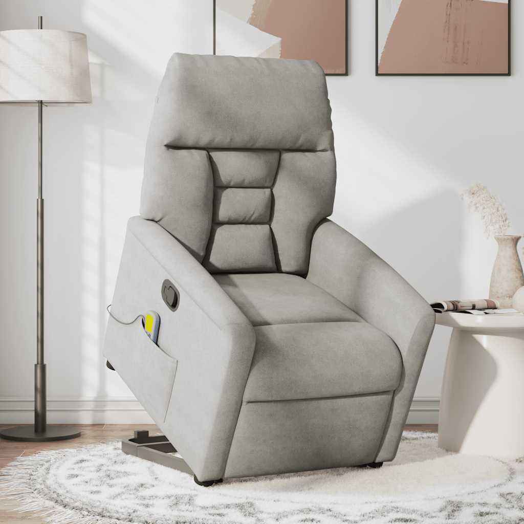 Fauteuil inclinable de massage gris clair tissu microfibre - XIOS