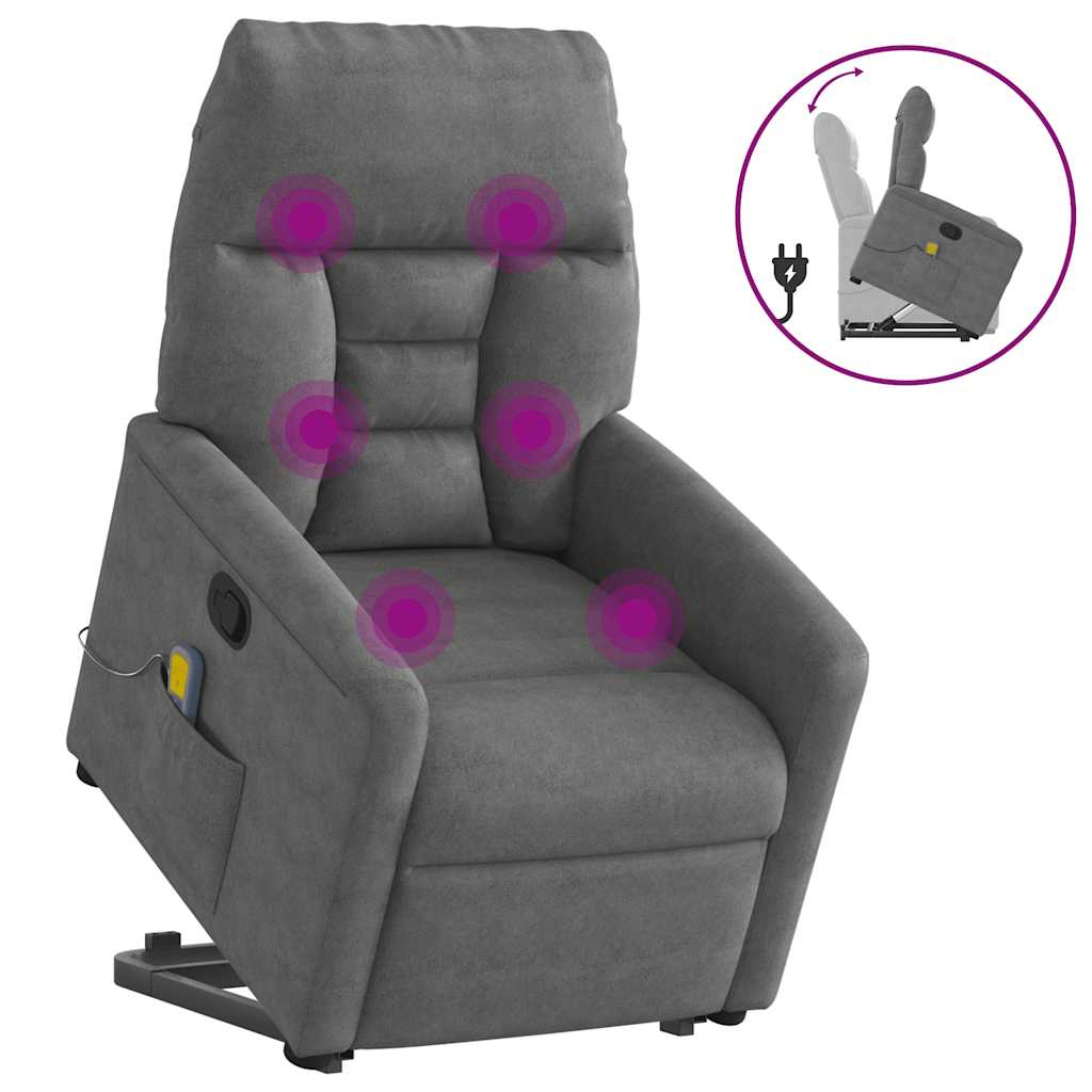 Fauteuil inclinable de massage gris foncé tissu microfibre