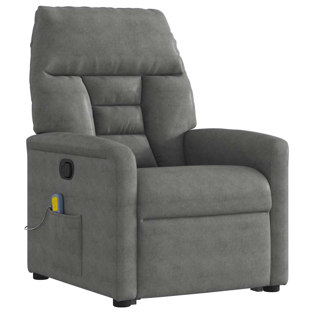 Fauteuil inclinable de massage gris foncé tissu microfibre