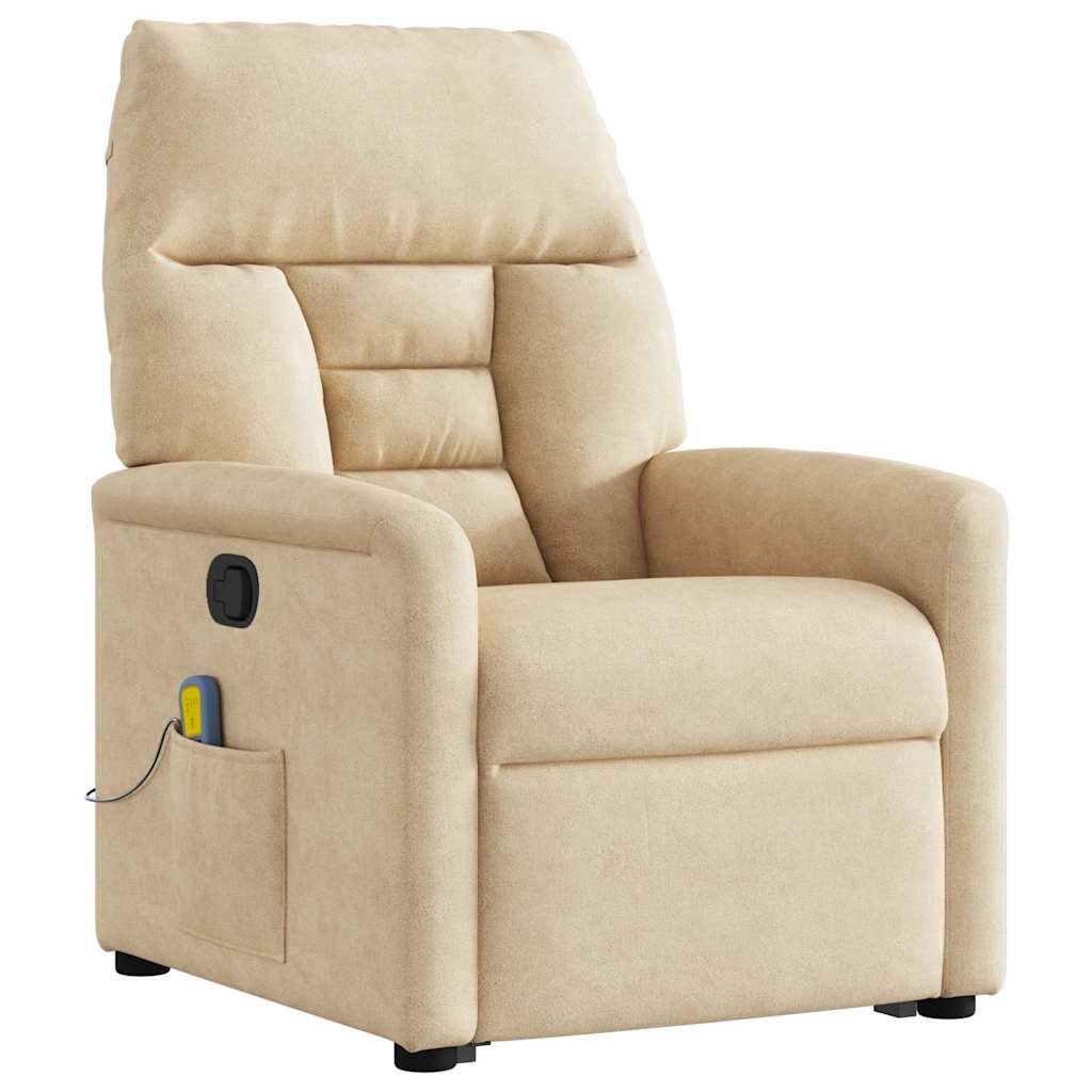 Fauteuil inclinable de massage crème tissu microfibre