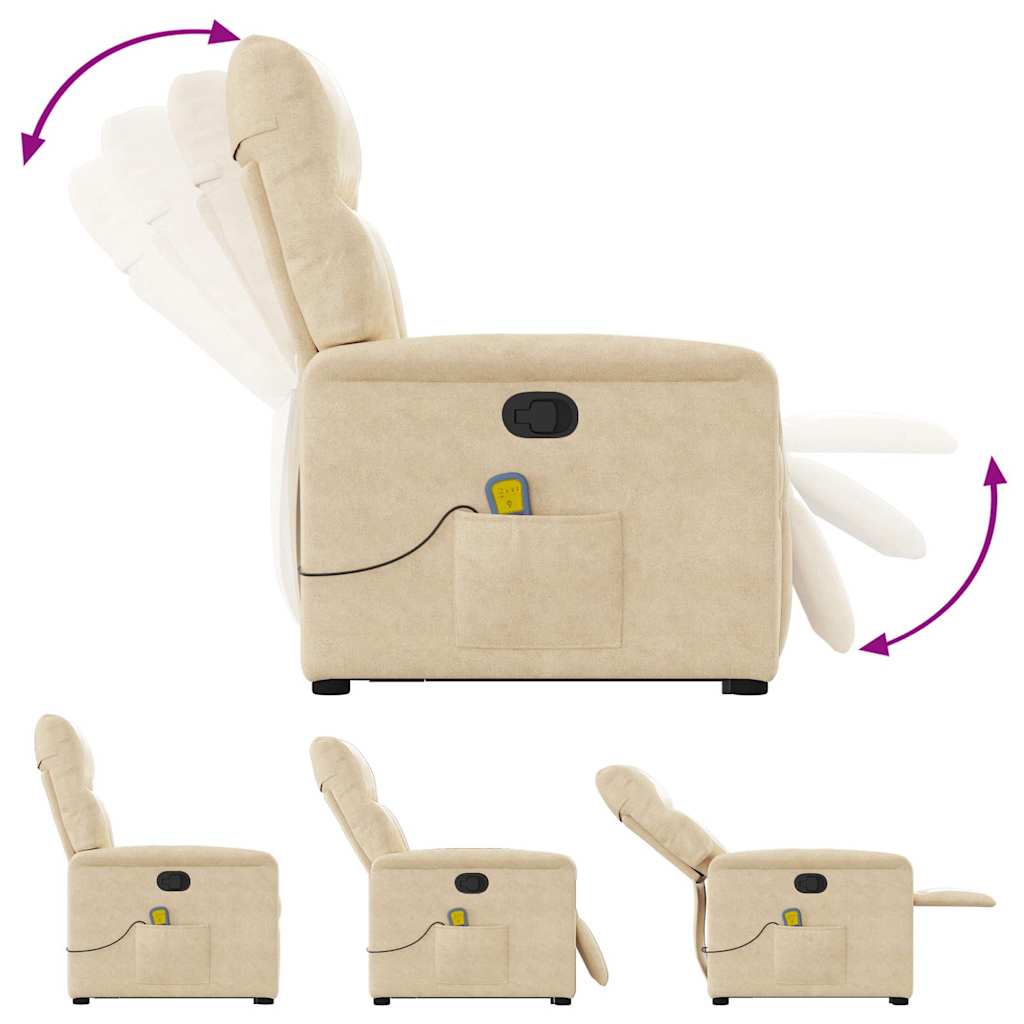 Fauteuil inclinable de massage crème tissu microfibre