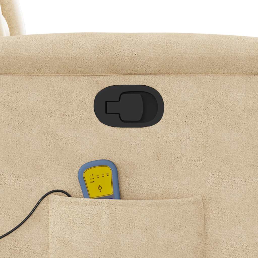 Fauteuil inclinable de massage crème tissu microfibre