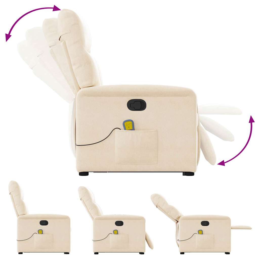 Fauteuil inclinable de massage beige tissu microfibre