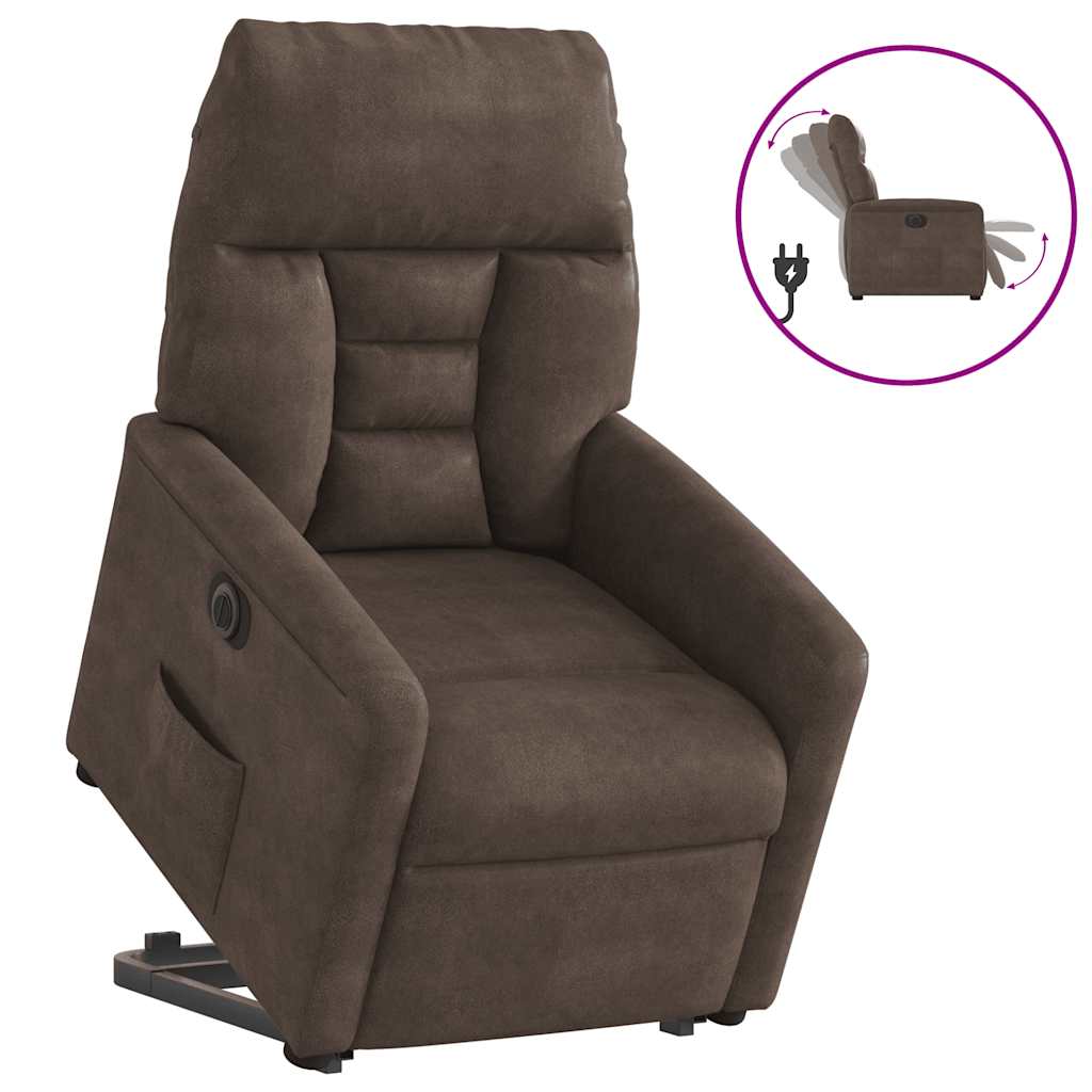 Fauteuil inclinable électrique marron tissu microfibre