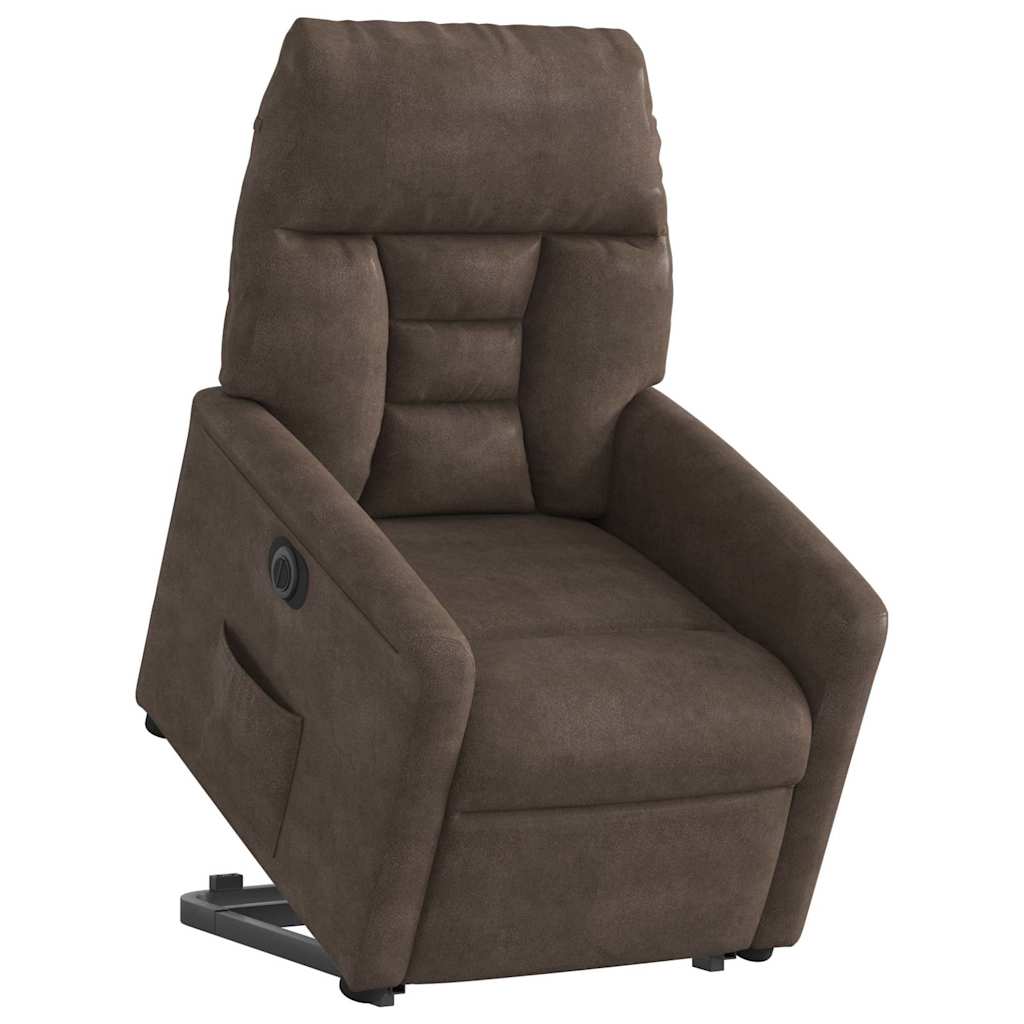 Fauteuil inclinable électrique marron tissu microfibre