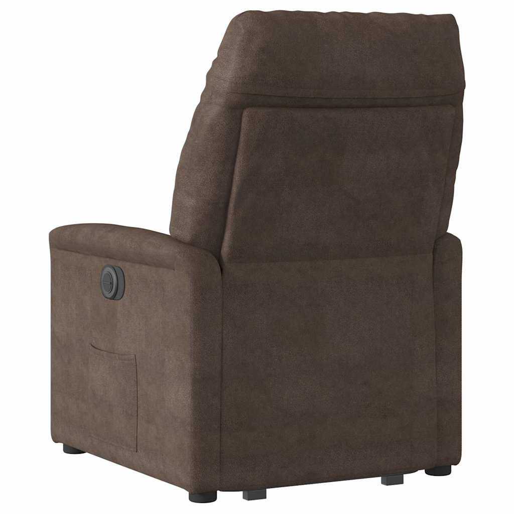 Fauteuil inclinable électrique marron tissu microfibre