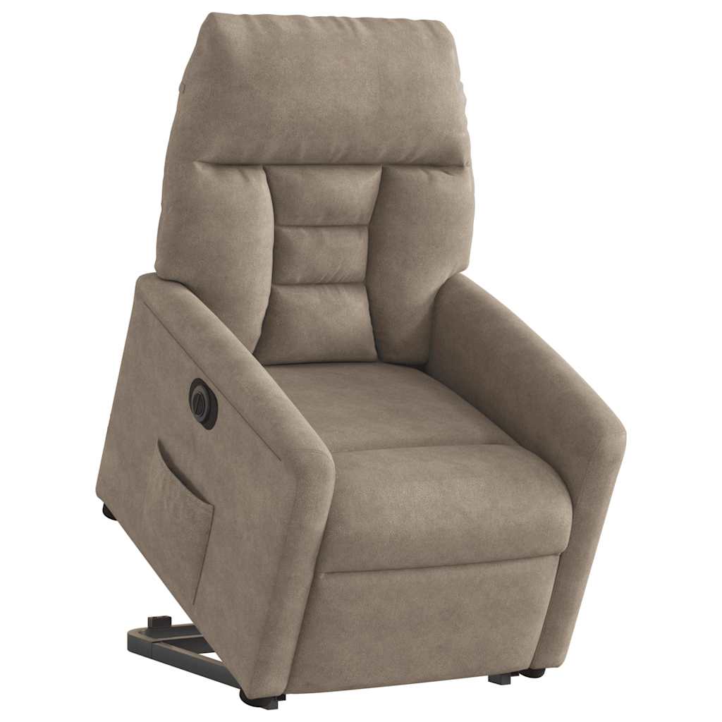 Fauteuil inclinable électrique taupe tissu microfibre