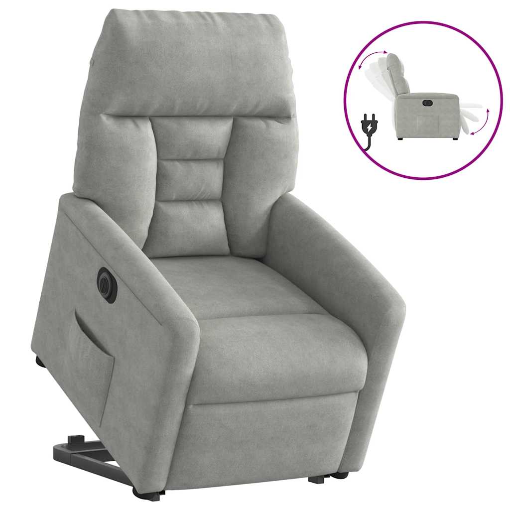 Fauteuil inclinable électrique gris clair tissu microfibre - XIOS