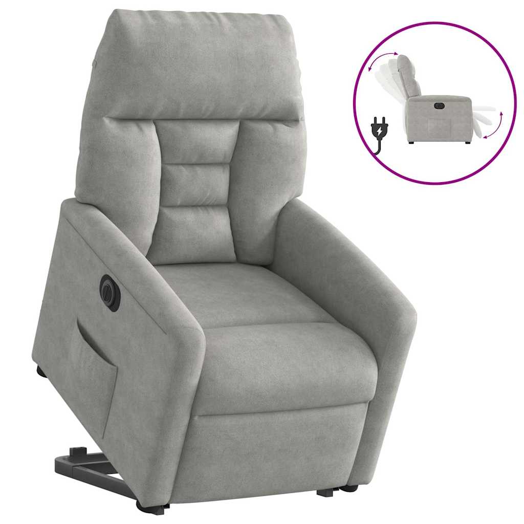 Fauteuil inclinable électrique gris clair tissu microfibre