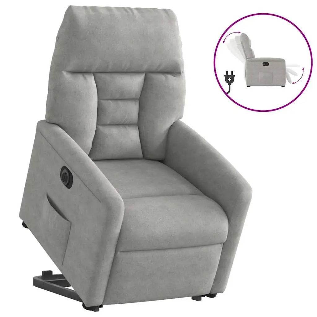 Fauteuil inclinable électrique gris clair tissu microfibre - XIOS