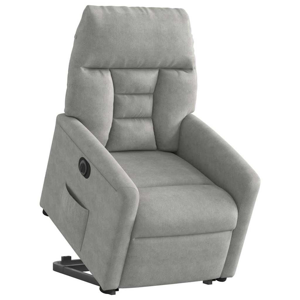 Fauteuil inclinable électrique gris clair tissu microfibre - XIOS