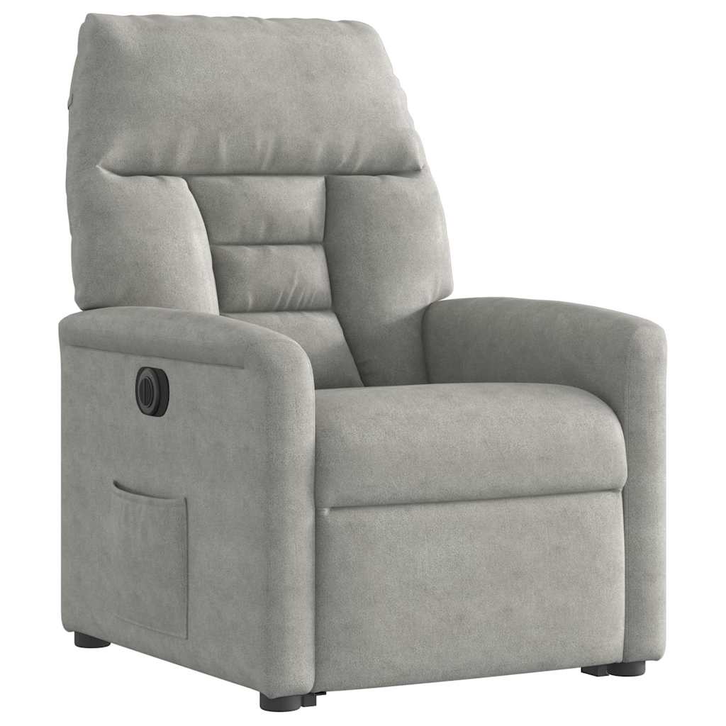 Fauteuil inclinable électrique gris clair tissu microfibre - XIOS