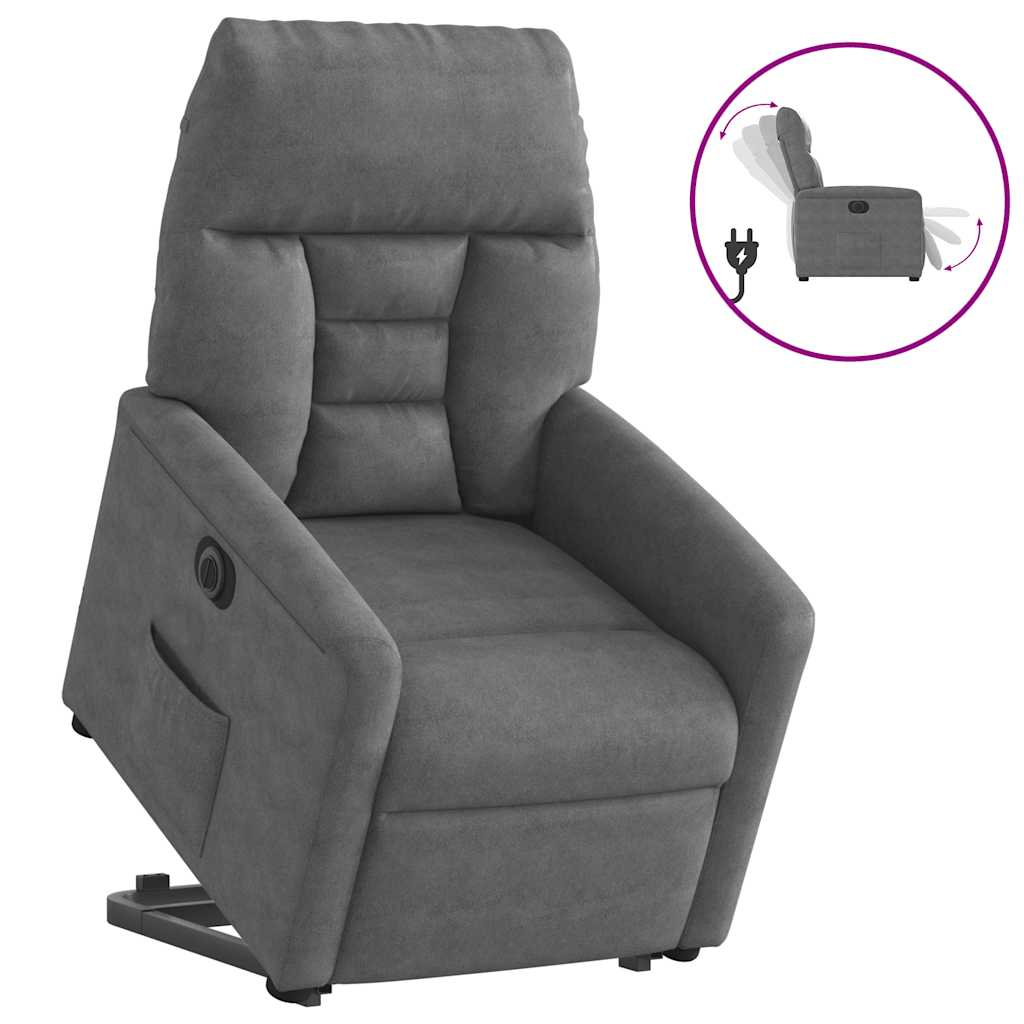 Fauteuil inclinable électrique gris foncé tissu microfibre - XIOS
