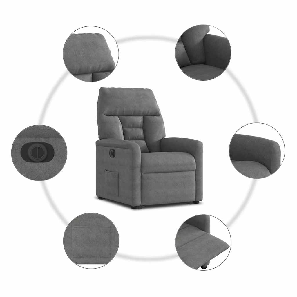 Fauteuil inclinable électrique gris foncé tissu microfibre