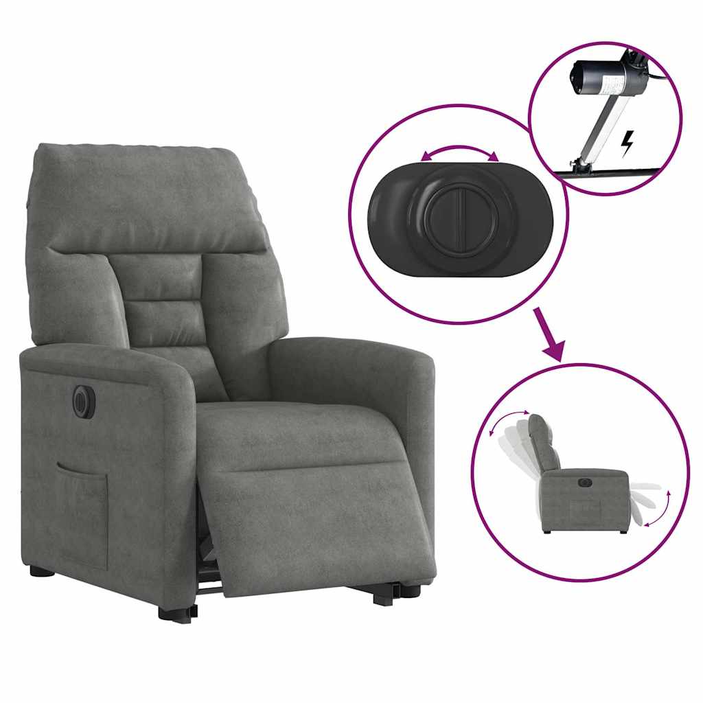 Fauteuil inclinable électrique gris foncé tissu microfibre - XIOS