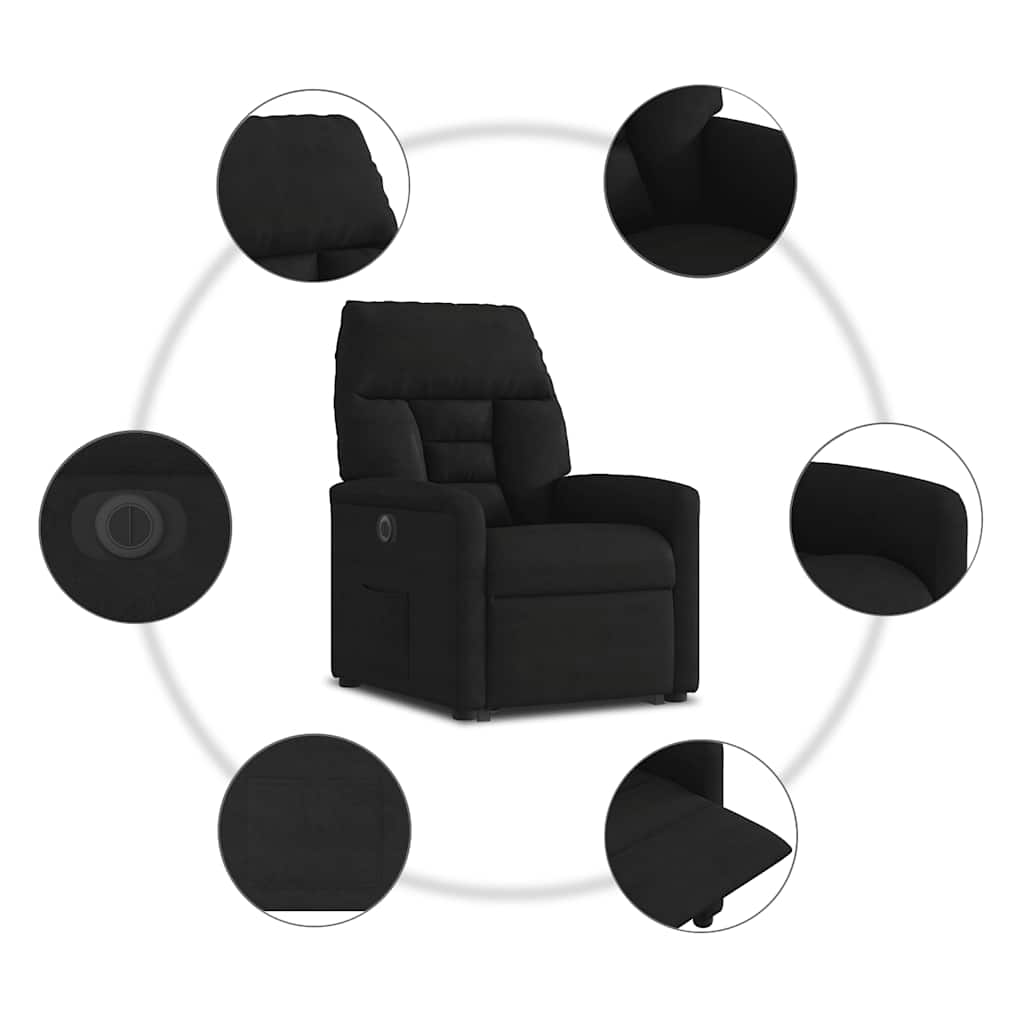 Fauteuil inclinable électrique noir tissu microfibre