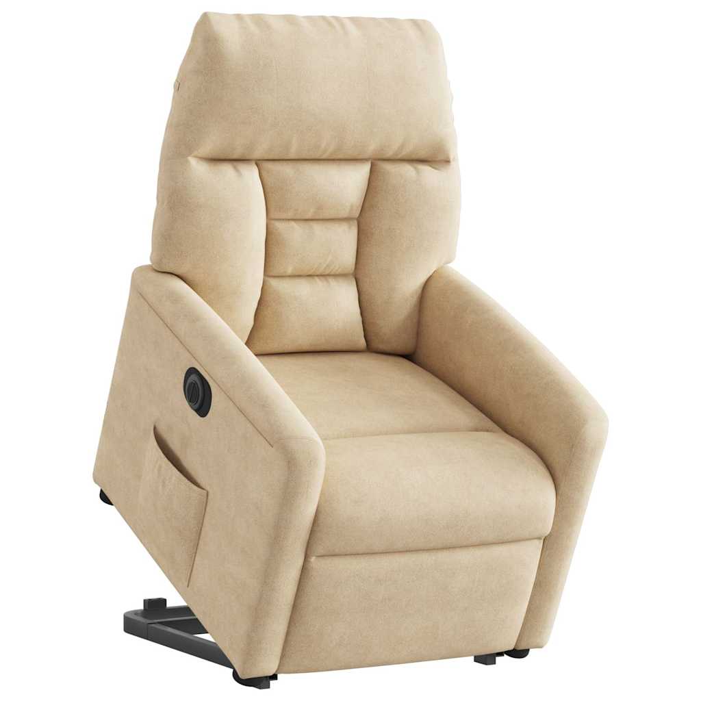 Fauteuil inclinable électrique crème tissu microfibre