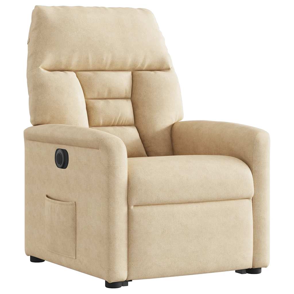 Fauteuil inclinable électrique crème tissu microfibre