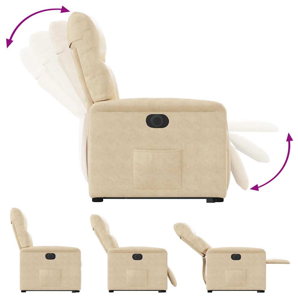 Fauteuil inclinable électrique crème tissu microfibre