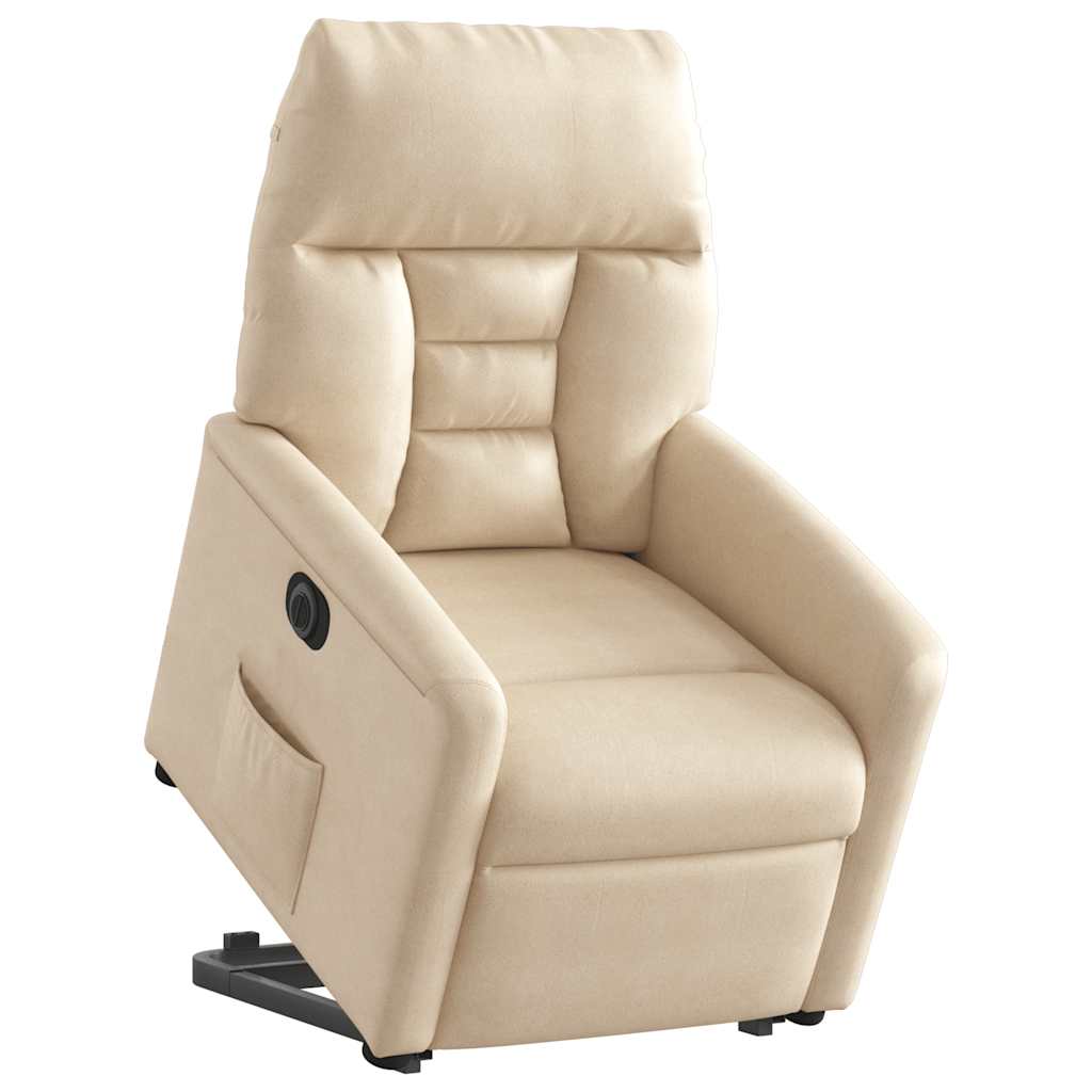 Fauteuil inclinable électrique beige tissu microfibre