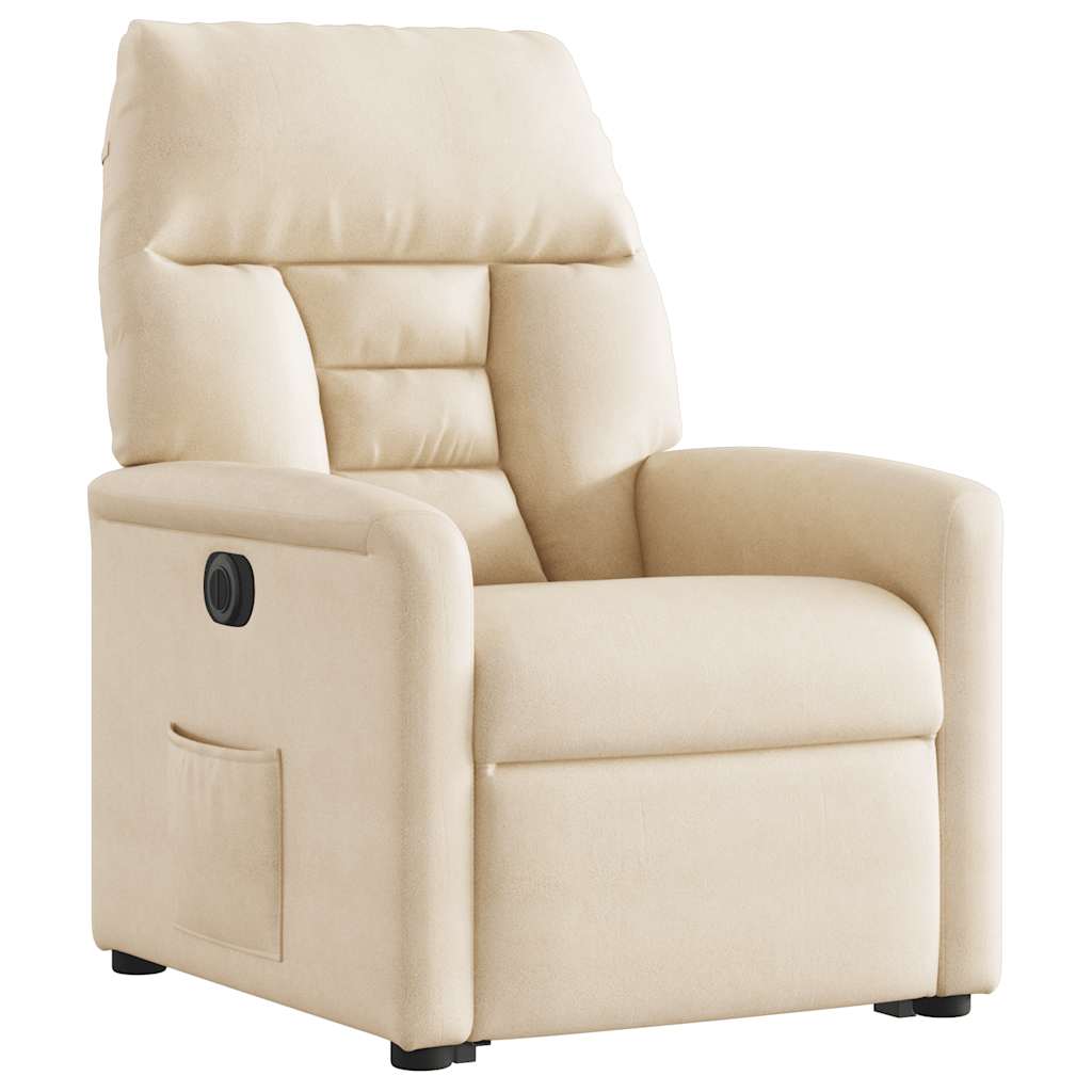 Fauteuil inclinable électrique beige tissu microfibre