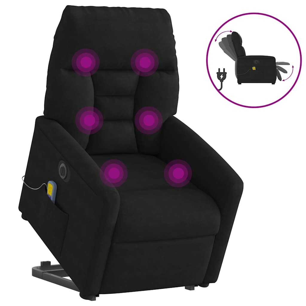 Fauteuil inclinable de massage électrique noir tissu microfibre - XIOS