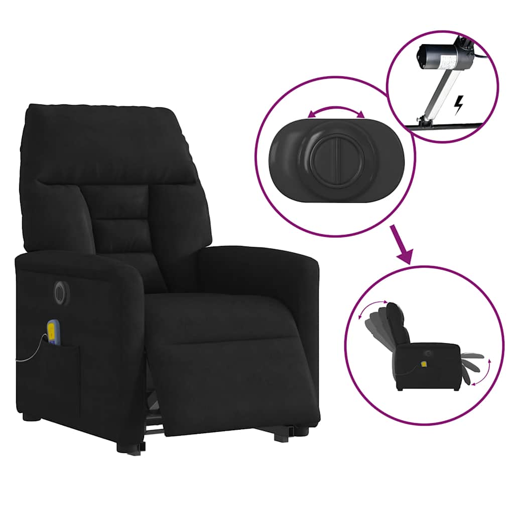 Fauteuil inclinable de massage électrique noir tissu microfibre - XIOS