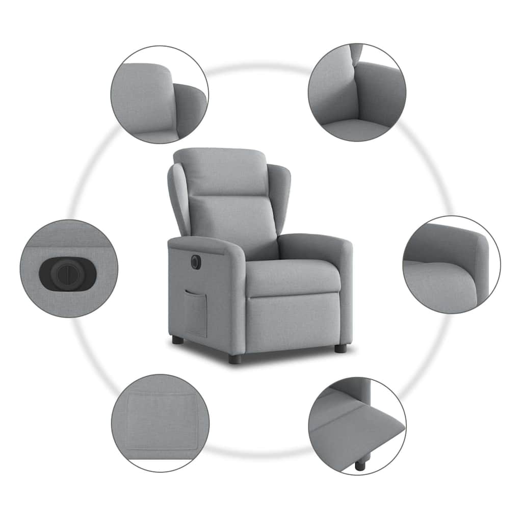 Fauteuil inclinable électrique Gris clair Tissu - XIOS