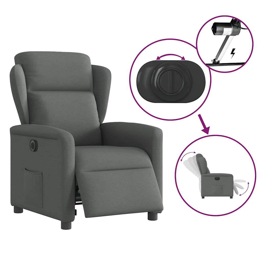 Fauteuil inclinable électrique Gris foncé Tissu - XIOS