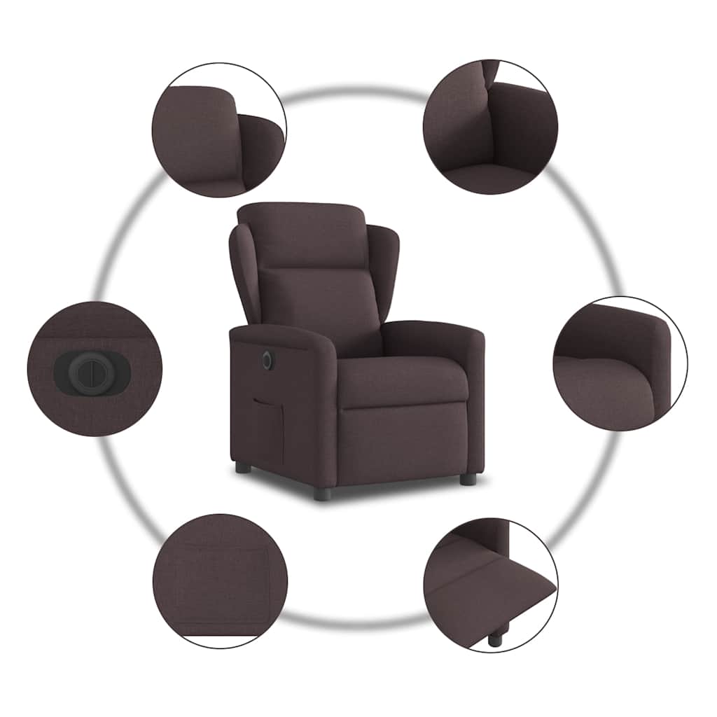 Fauteuil inclinable électrique Marron foncé Tissu - XIOS