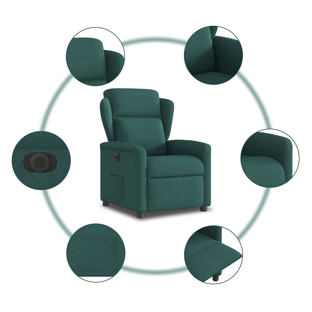 Fauteuil inclinable électrique Vert foncé Tissu - XIOS