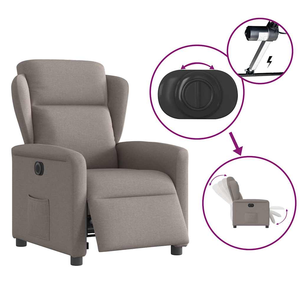 Fauteuil inclinable électrique Taupe Tissu - XIOS