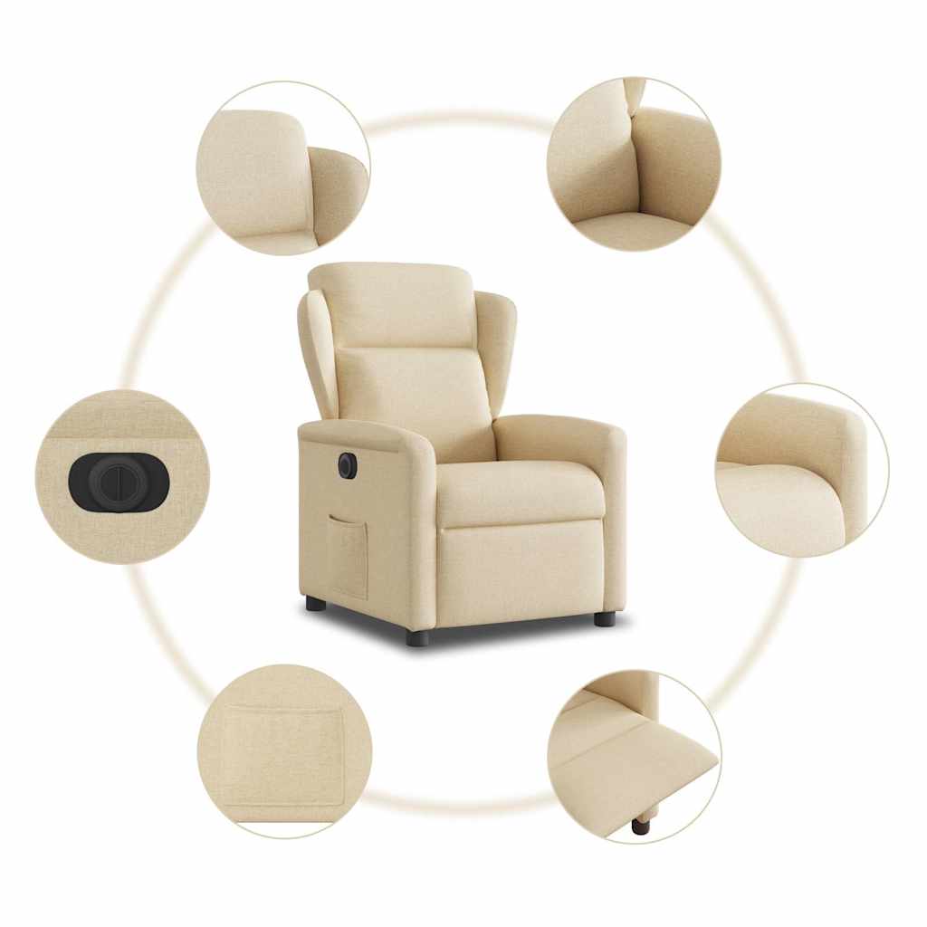 Fauteuil inclinable électrique Crème Tissu - XIOS